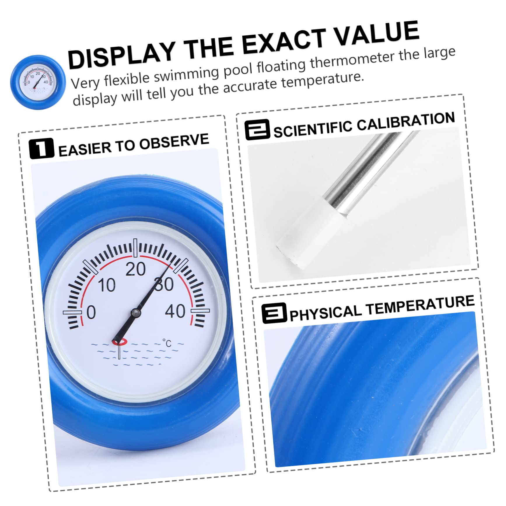 Schwimmthermometer Blau mit Großem Display, Schwimmbecken