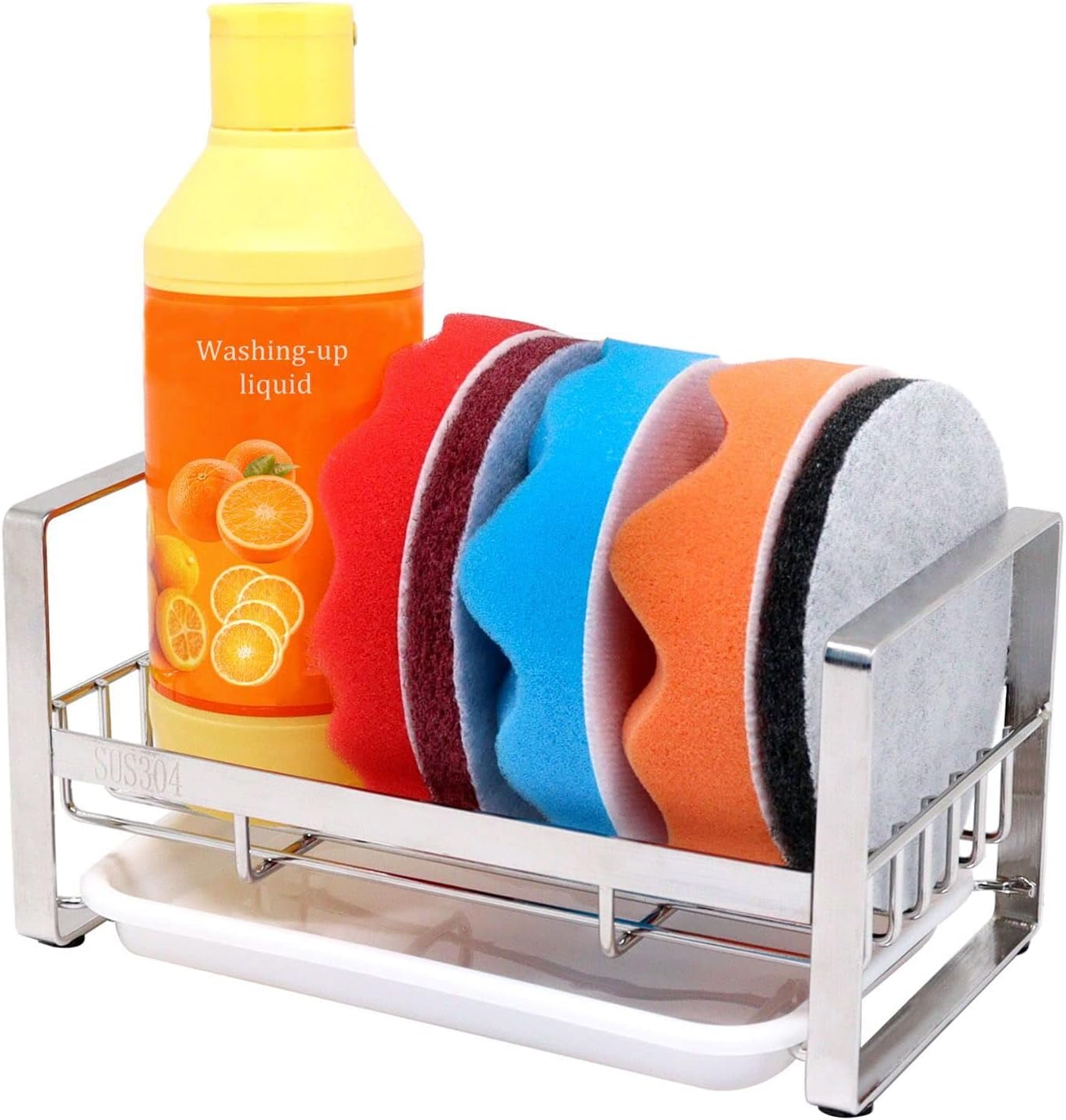 YuGtcen Sink Caddy Sponge Holder, SUS304 Stainless Steel Countertop Organizer