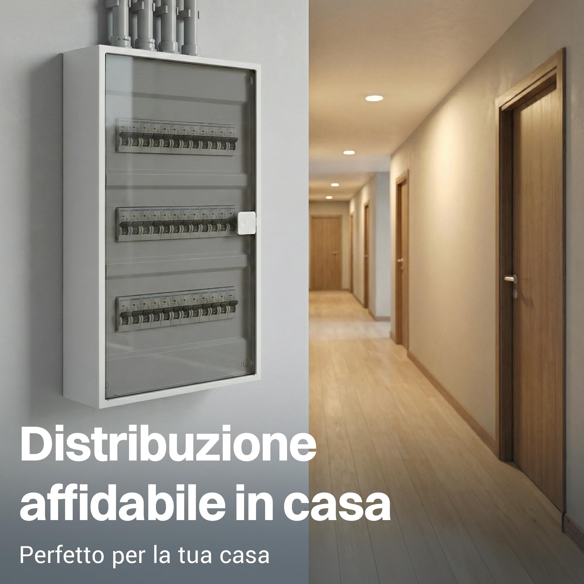 Intratec ALPHA Centralino elettrico da parete 3 file – Quadro di distribuzione per 36 moduli con porta trasparente – Contenitore su guida DIN per casa e uso professionale – 498 x 310 x 96 mm