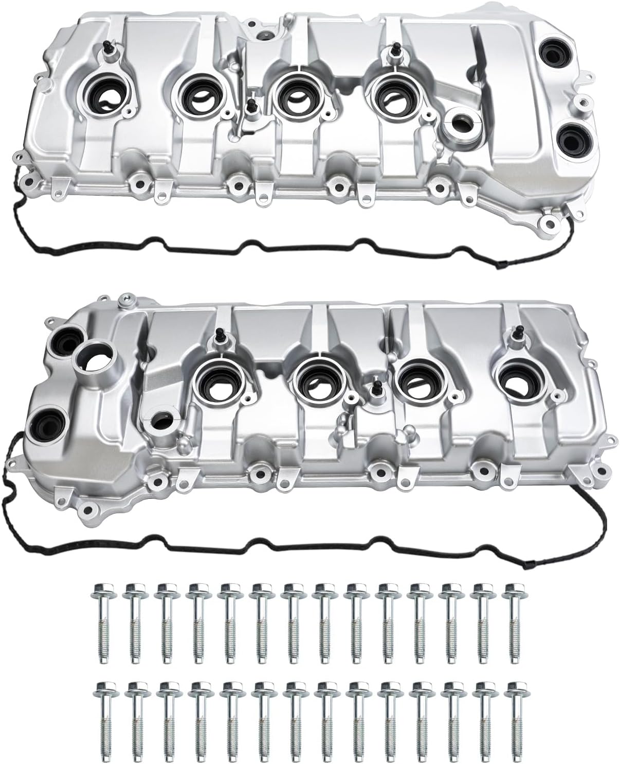 MITZONE Aluminum Valve Cover Set Compatible with Ford 2015-2021 5.2L Engines 2011-2017 5.0L Engines Left driver side and Right passenger side