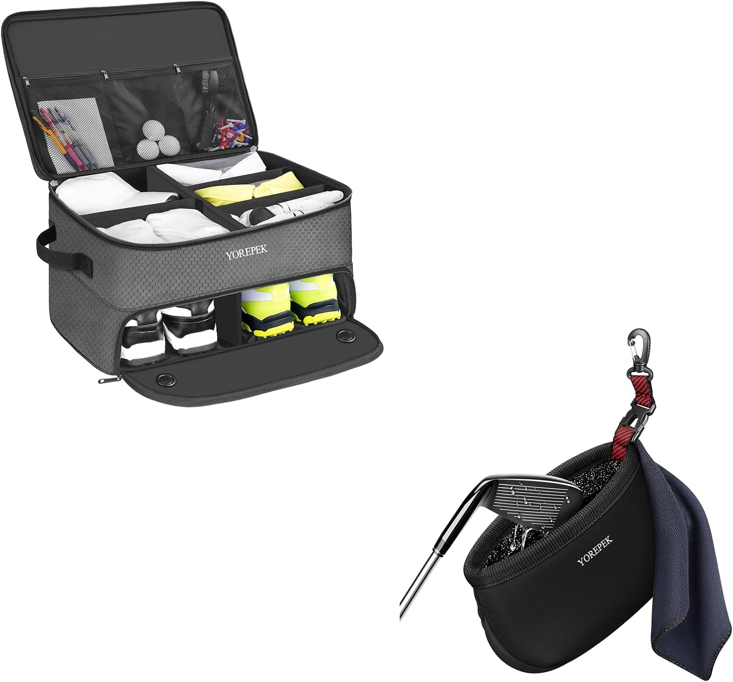 YOREPEK 2 Layer Golf Supplies Trunk Organizer Golf Club Cleaner Bag