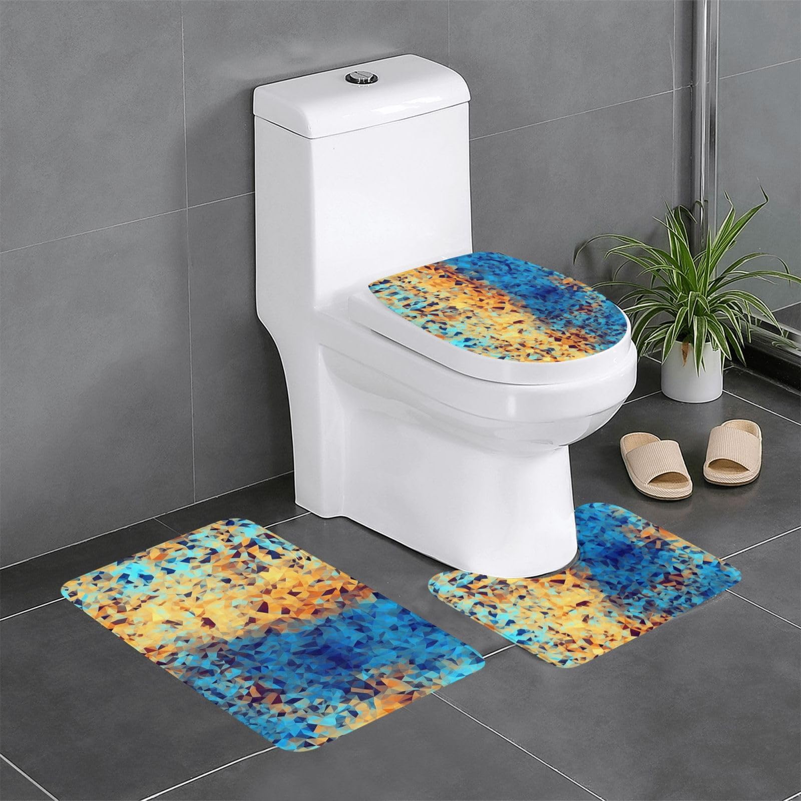 Tapis de sol antidérapant léopard Fractalius pour WC et lavabo