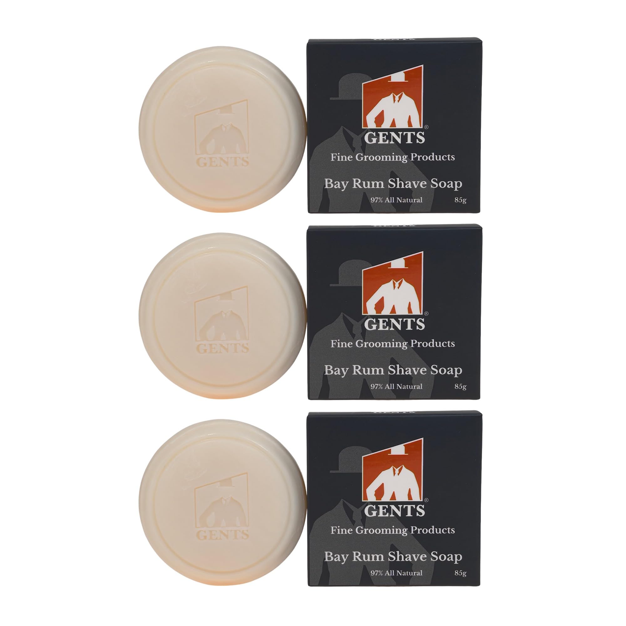G.B.S - Jabón de afeitar 97% natural: crea una espuma abundante para una experiencia de afeitado húmedo (paquete de 3 Bay Rum)