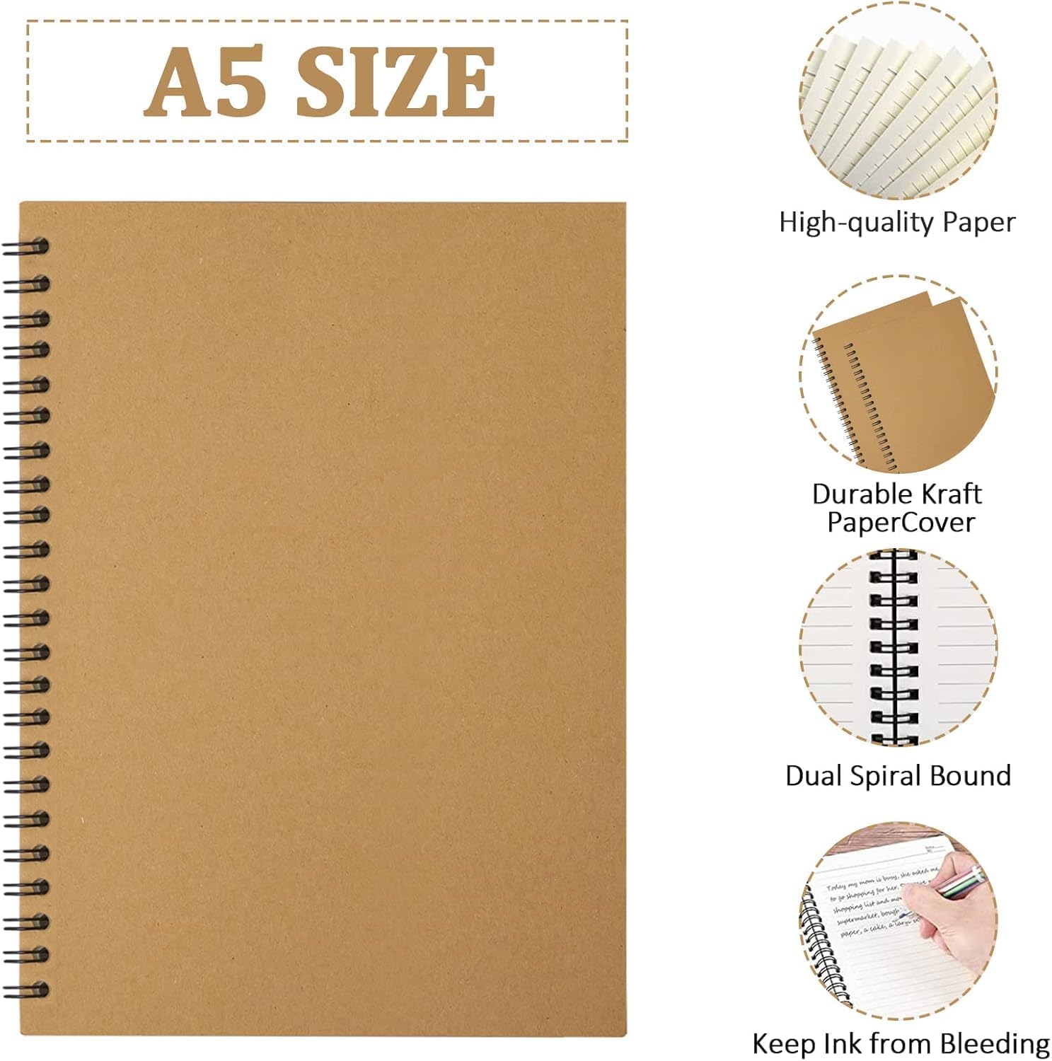 22 Pack Lined Spiral Notebook Journal A5 Ruled Journal Notebook Notepad Sketchbook Hardcover Lined Notebooks Journals for Office School Supplies, 100 Pages/ 50 Sheets, 8.3 x 5.5 Inches