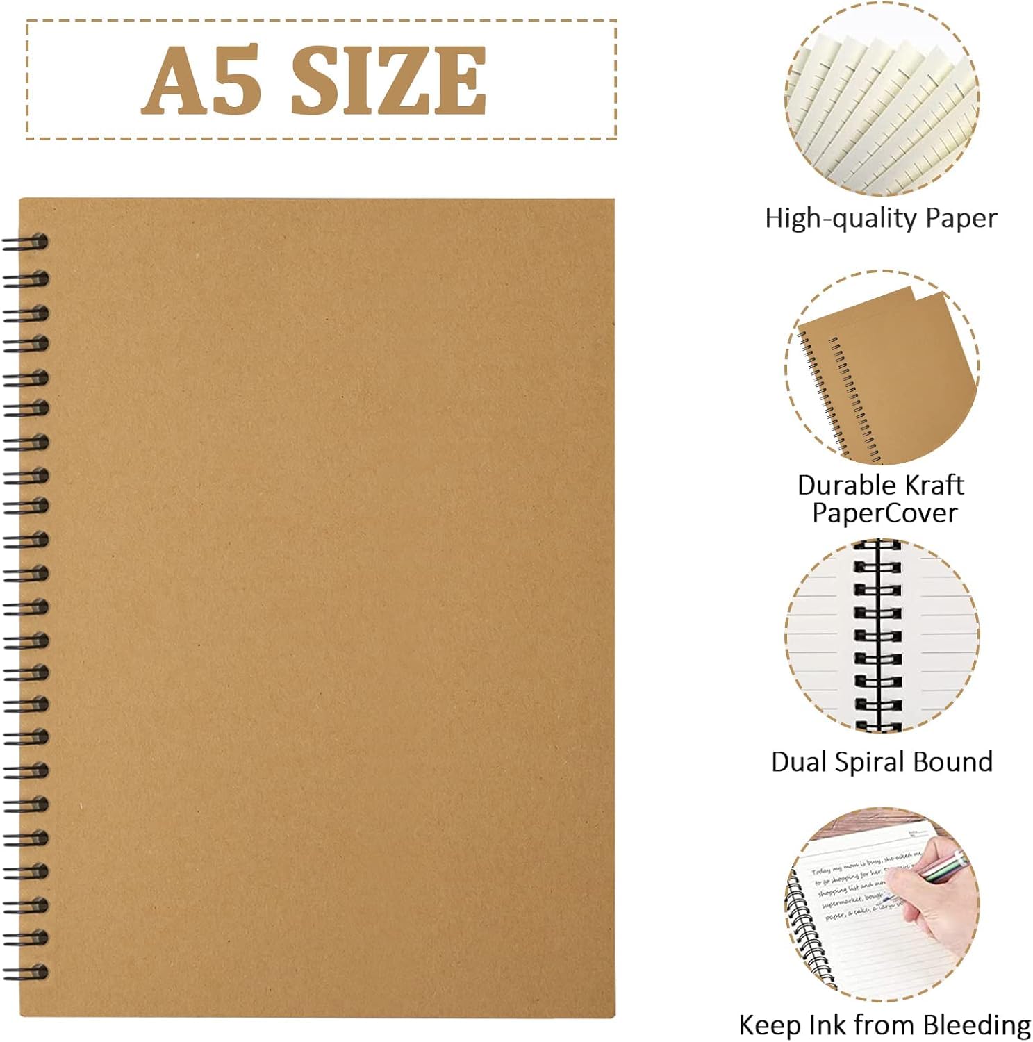 Confezione da 22 quaderni a righe, formato A5, a righe, con copertina rigida, per ufficio e scuola, 100 pagine/50 fogli, 21 x 14 cm