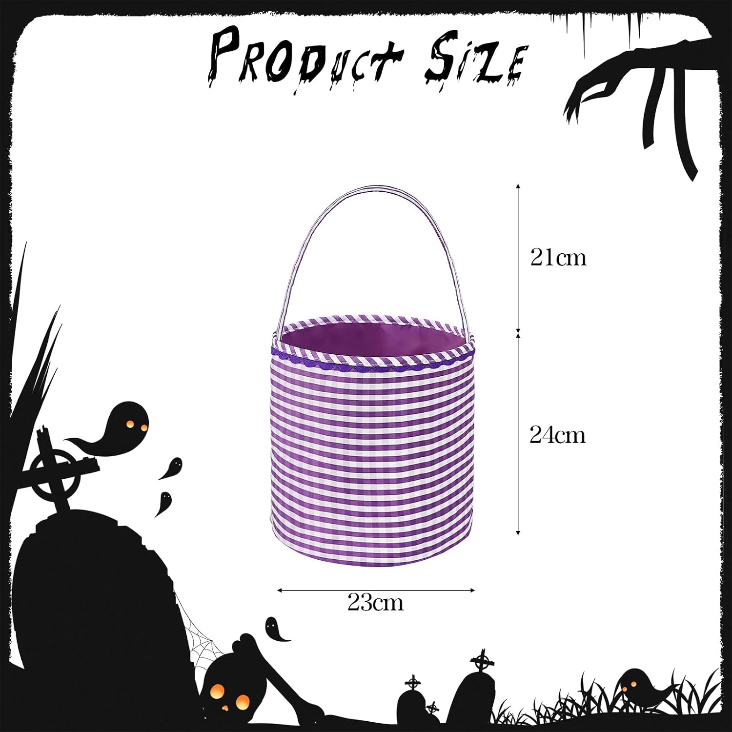 Halloween Candy Bucket, Purple Gingham image 4