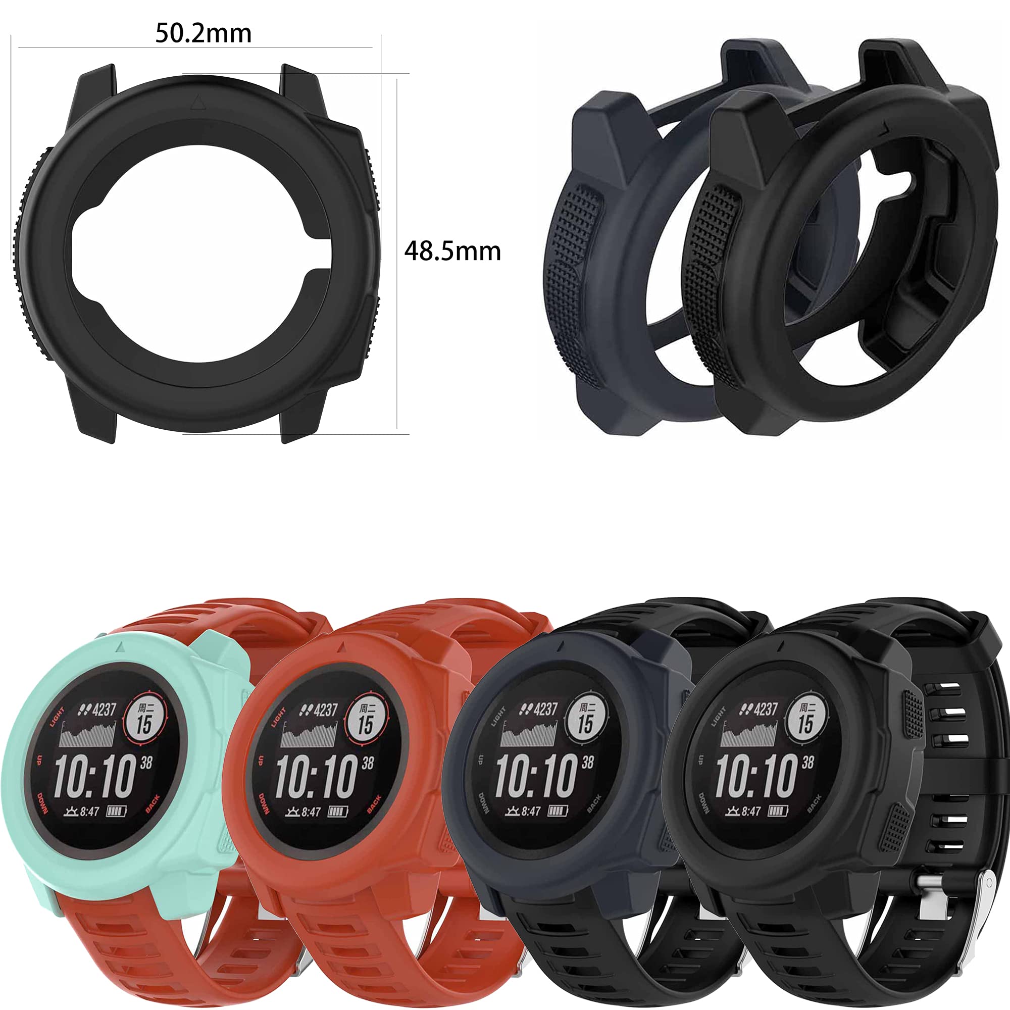 Pasek z etui kompatybilny z Garmin Instinct dla kobiet mężczyzn, klasyczny miękki silikonowy pasek do zegarka Garmin Instinct Tide / Tactical/Dual/Power Surf/Power/Esports Watch (czarny pasek +