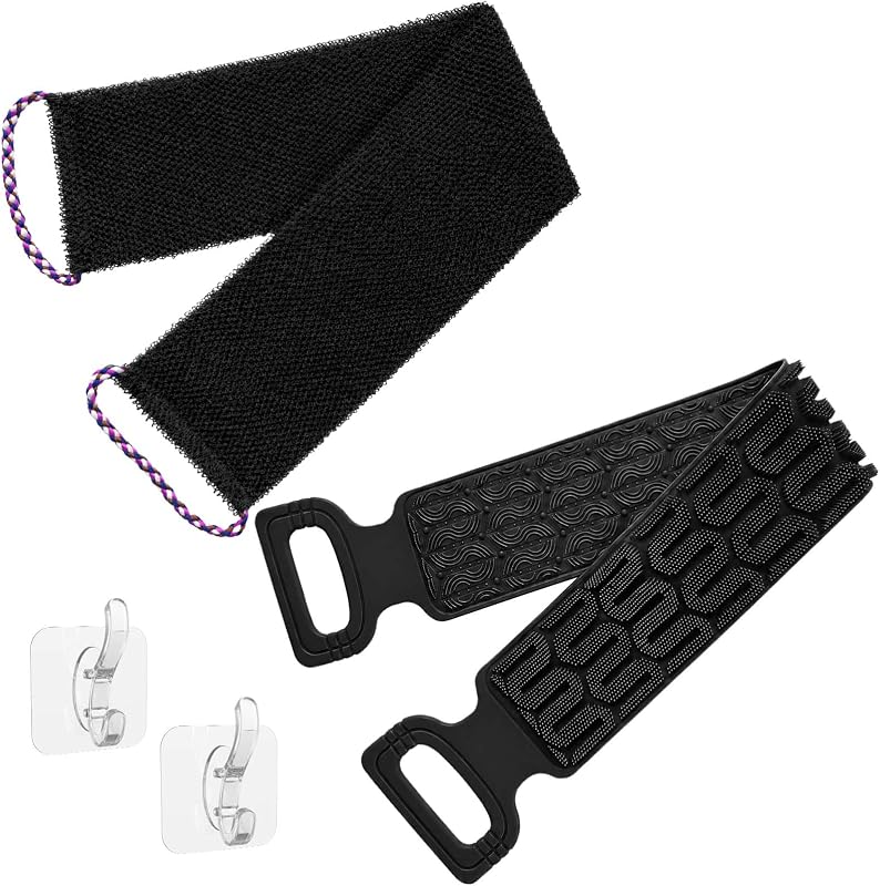Conjunto Manmihealth com escova de silicone para costas e esponja de banho africana