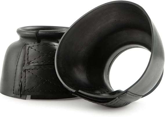 Jeffers Equine Bell Boots for Horses Heavy-Duty Rubber Overreach Protection, Soft & Durable with Double Strap Closure, Black Equestrian Essentials for Training, Travel & Sports - Small Size