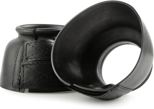 Jeffers Equine Bell Boots for Horses Heavy-Duty Rubber Overreach Protection, Soft & Durable with Double Strap Closure, Black Equestrian Essentials for Training, Travel & Sports - Small Size