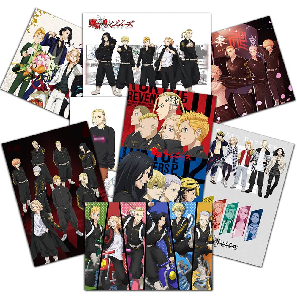 ePanda Tokyo Anime Merch Revengers Poster,Hanagaki Takemichi Posters Art Print for Kids Boy Bedroom Living Room Home Wall Decor,11.5x16.5 inches,Set of 8 pcs
