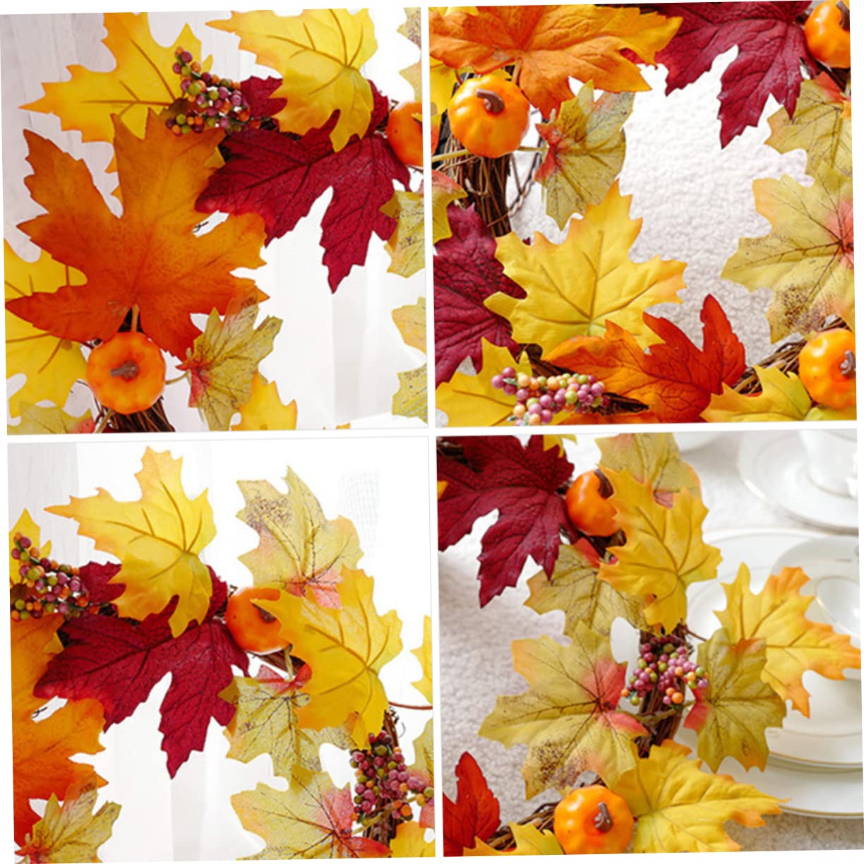 Toyvian 3pièces Guirlande De Décoration Halloween avec Citrouilles Et Érable Idéale pour Fêtes Décorations De Maison Orange