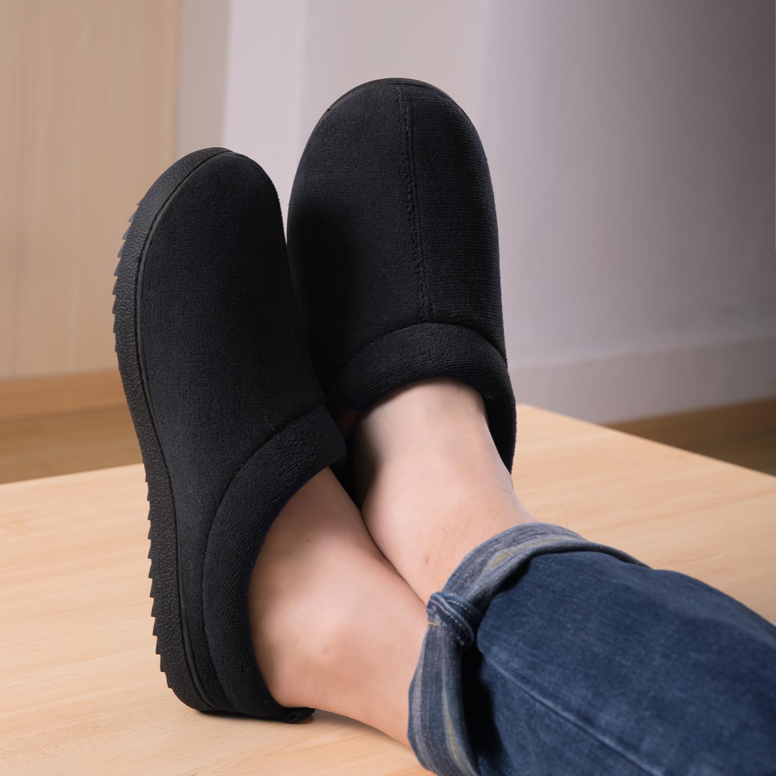 MERRIMAC Herren Slip-on Hausschuhe Bequem Memory-Schaum Rutschfest Innen Pantoffeln