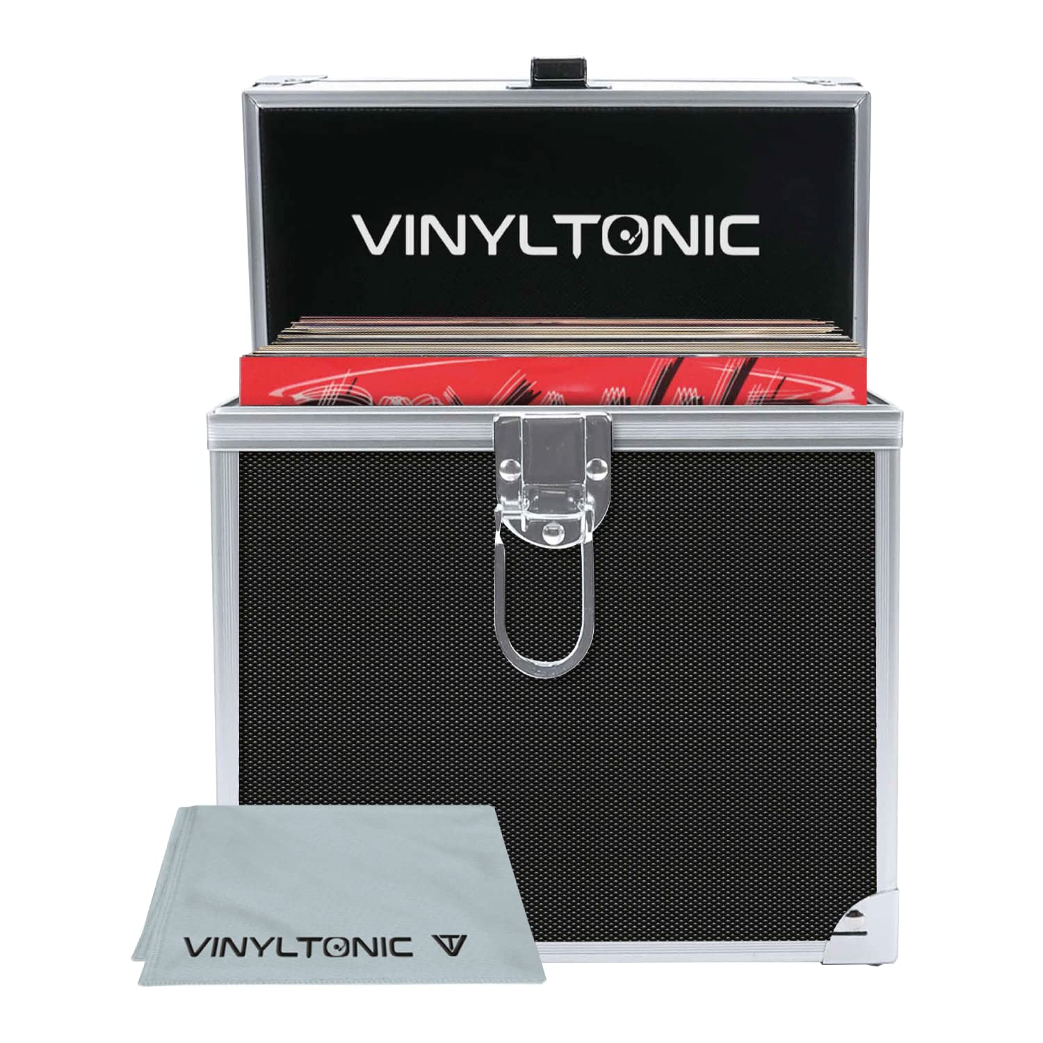 Vinyl Tonic Mallette de rangement en vinyle pour LP de 17,​8 cm ou 30,​5 cm avec chiffon, 3 couleurs au choix, noir, 17,​8 cm