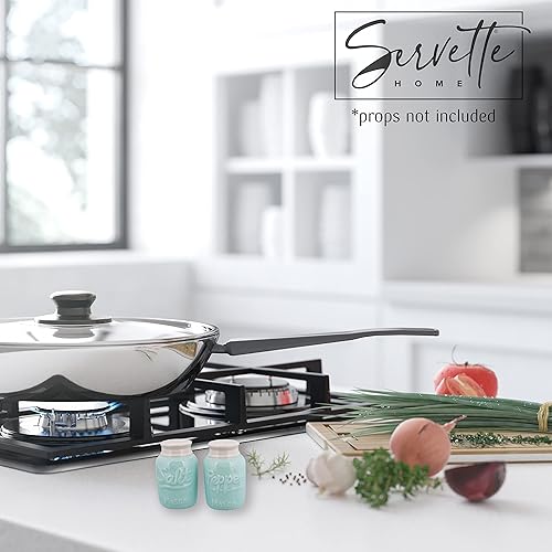 Miniatura 4 de Tarros de especias de cerámica con sal y pimienta azul claro