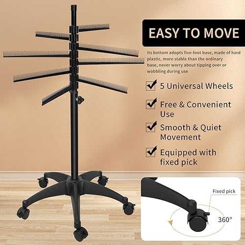 Miniatura 4 de Rejilla de pelo para trenzar en altura ajustable, estante de pelo sobre ruedas, estante de extensión de pelo para trenzar cabello, estilistas,