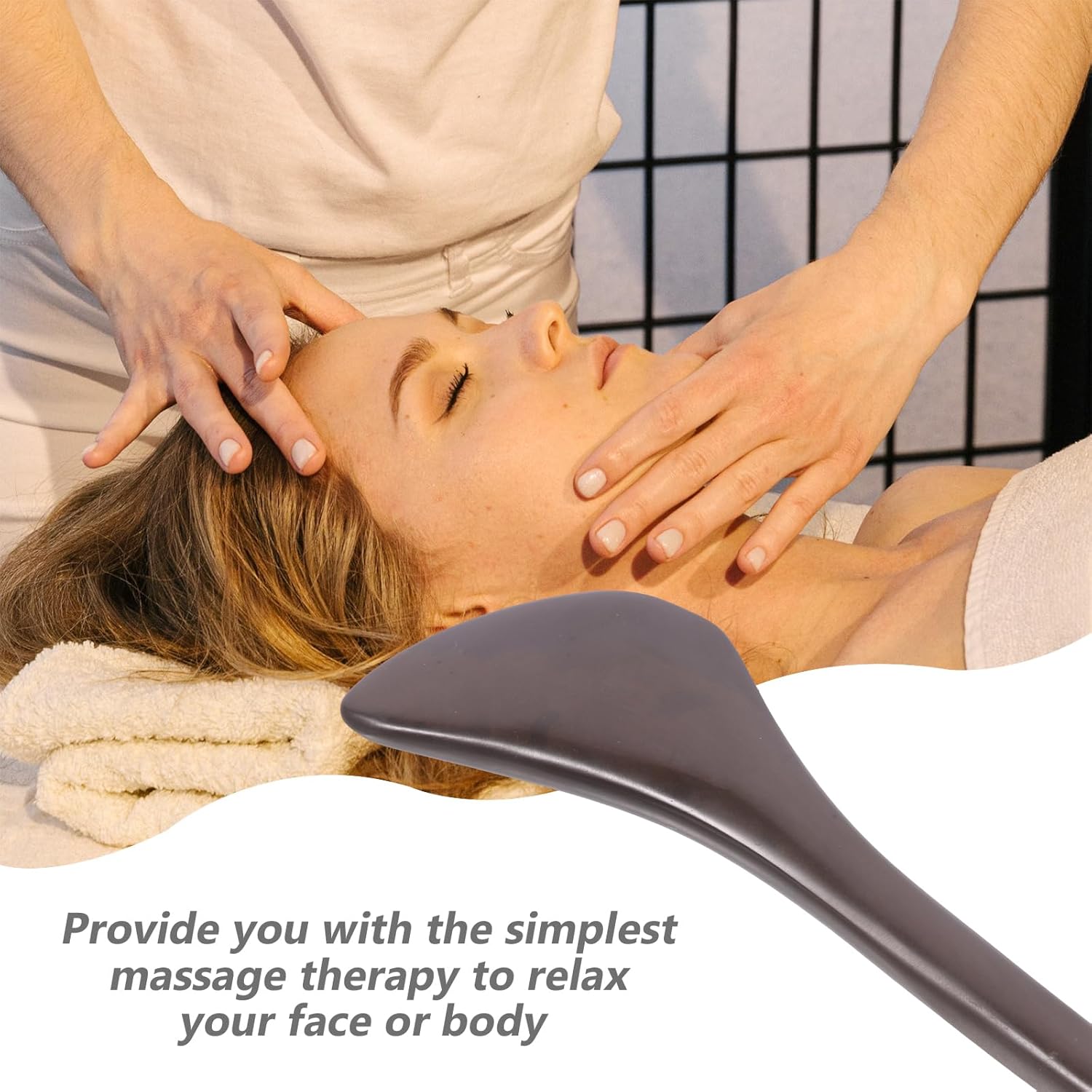 Amsofun Facial Scraping Tool Bian Stone Gua Sha Wand Muscle Scraper Tool Scar Tissue Tool Skin Scraping Tool - Image 3