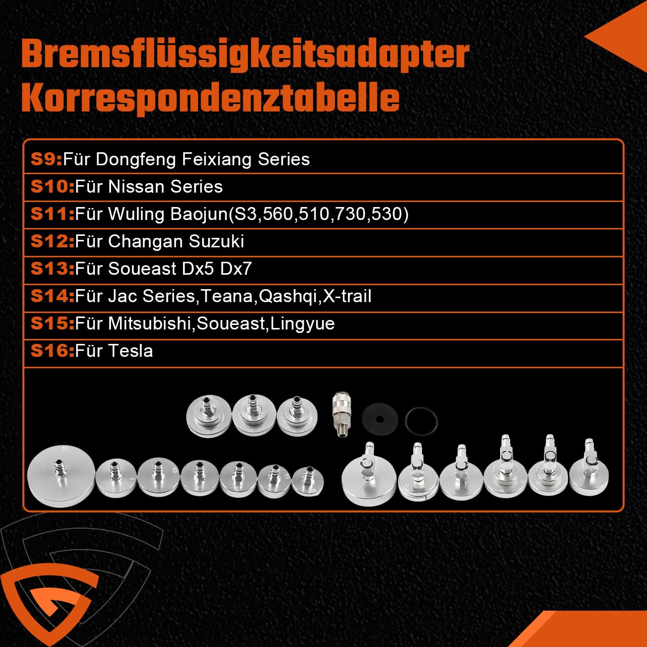 GEARMONSTER 17-TLG. Bremsenentlüftungsgerät Adapter Set Entlüftungsgerät Kfz Bremsenentlüfter Adapter mit Schnelladapter passend für Auto Bremssysteme Bremsenentlüftungs Set