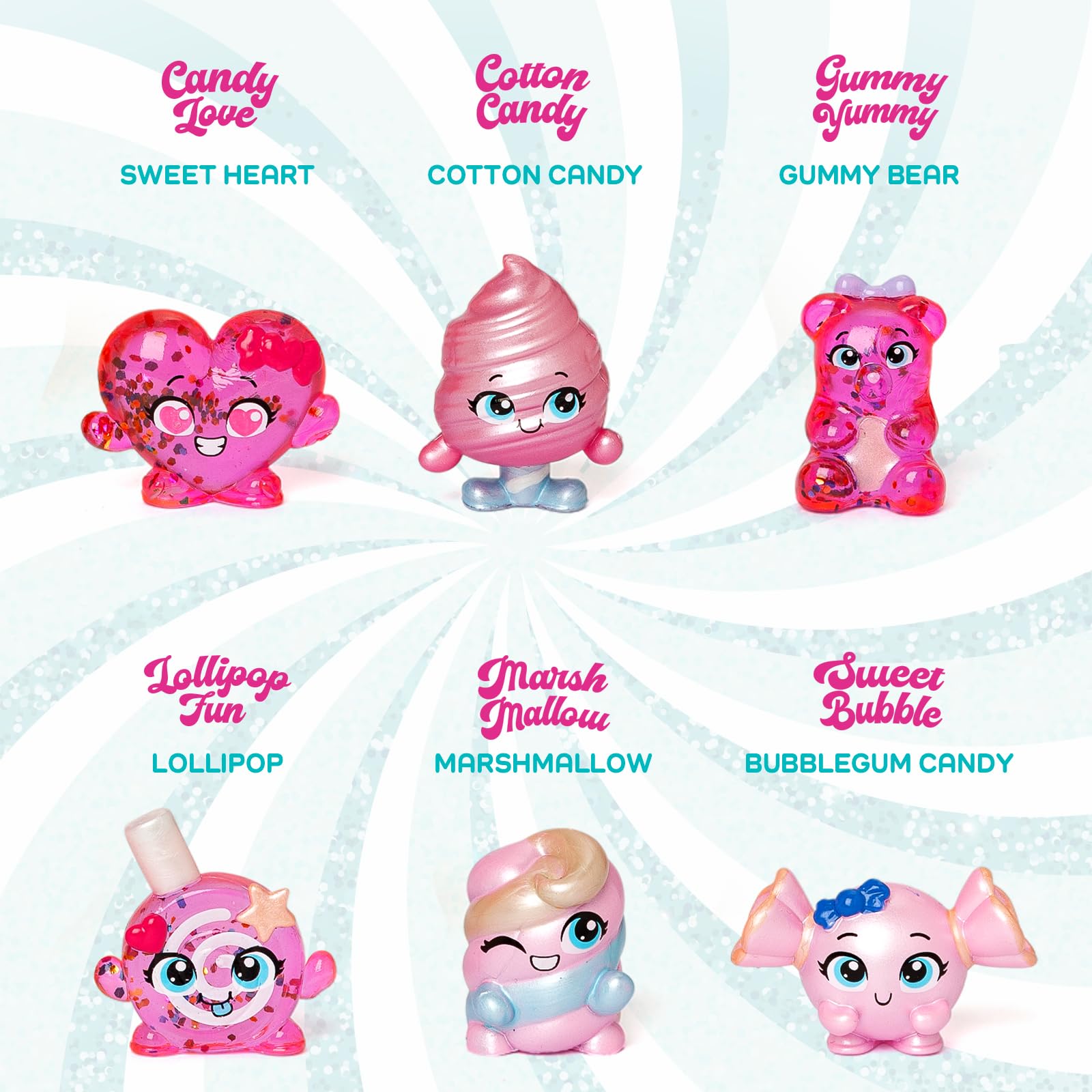 KOOKYLOOS Candy Land Series SWEET BUBBLE – laleczka do kolekcjonowania z serii Candy Land, zawartość: 1 lalka, zestaw ubrań i butów, akcesorium oraz zwierzątko,1 lalka ma 3 różne buzie!