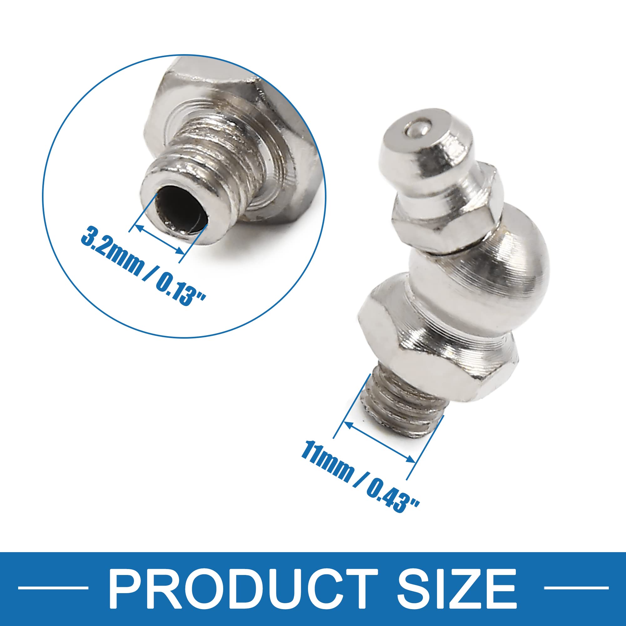A ABSOPRO Grasso Nipplo Raccordo M6x1 Testina Ingrassatore Nichel Placcato 45 Gradi Angolo (Set di 24)