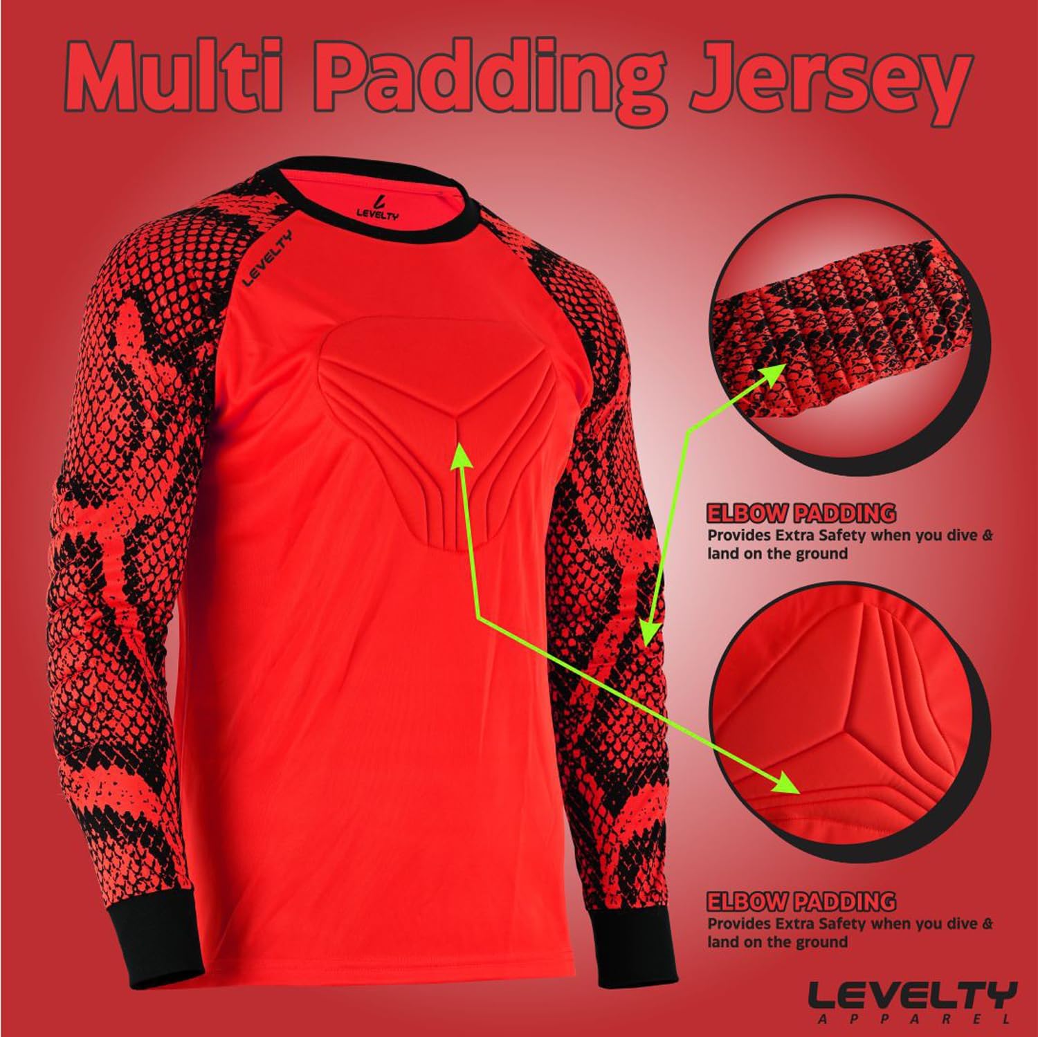 Soccer Goalkeeper Jersey Adult/Youth Elbow Padded Long Sleeve Goalie Shirt Men Women Kids Goalkeeper Jersey - Image 3