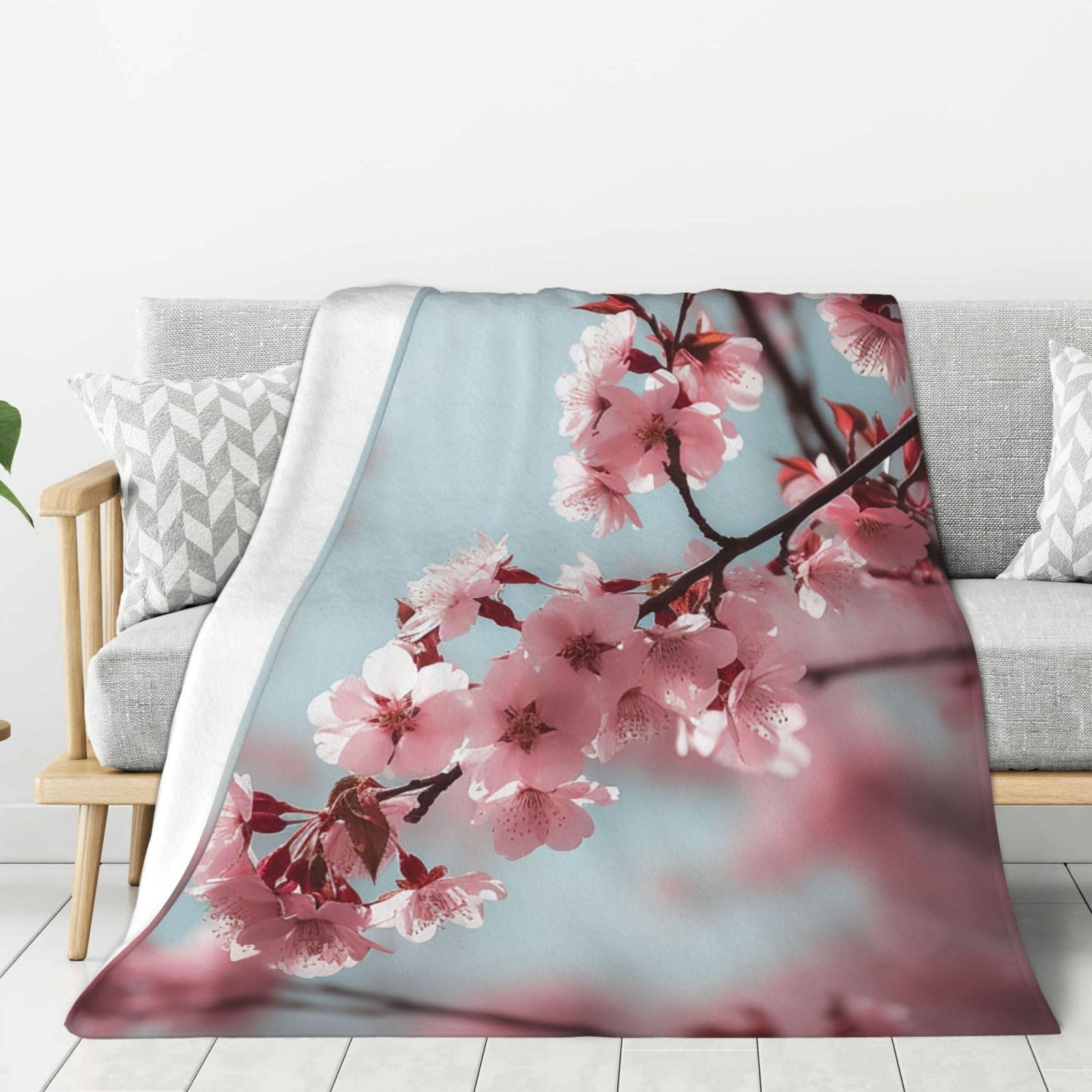 Life Blossom Throw Blanket Plush Flannel Fleece Blanket, Soft Lightweight Cozy Blankets 50"X40" for Bed Couch Sofa Travel