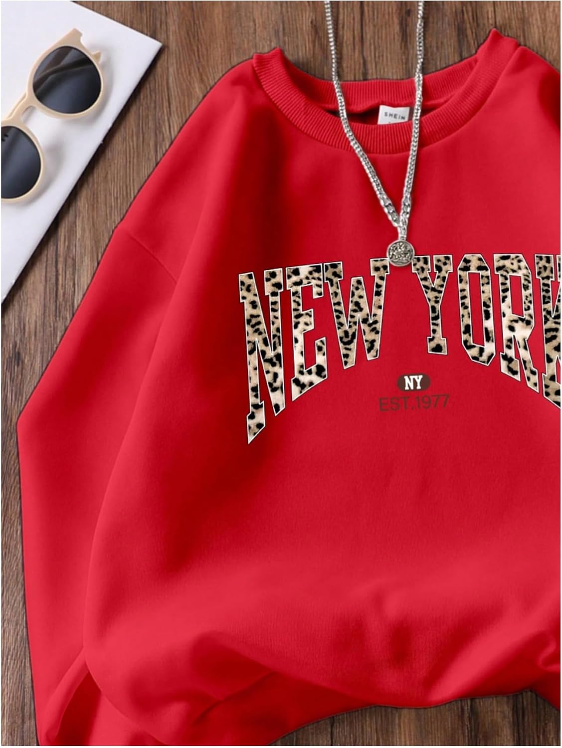 SHENHE Girl's Cute Graphic Crewneck Sweatshirt Long Sleeve Drop Shoulder Pullover Shirt Tops