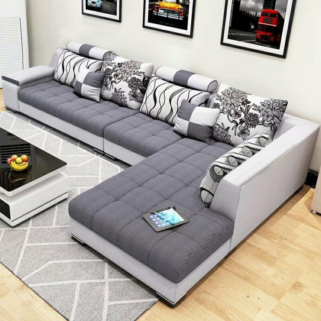 CASASTYLE Stylkon 6 Seater Fabric RHS Sectional L Shape Sofa Set (Dark Grey-Light Grey) (B0CNCSKZTK) Amazon Price History, Amazon Price Tracker