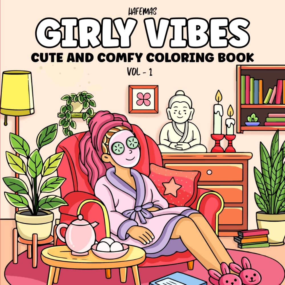 GIRLY VIBES (Volume 1): A Relaxing Coloring Book for Adults and Teens Featuring Adorable Girls Enjoying Cozy Everyday Activities for Self-Care & Stress Relief