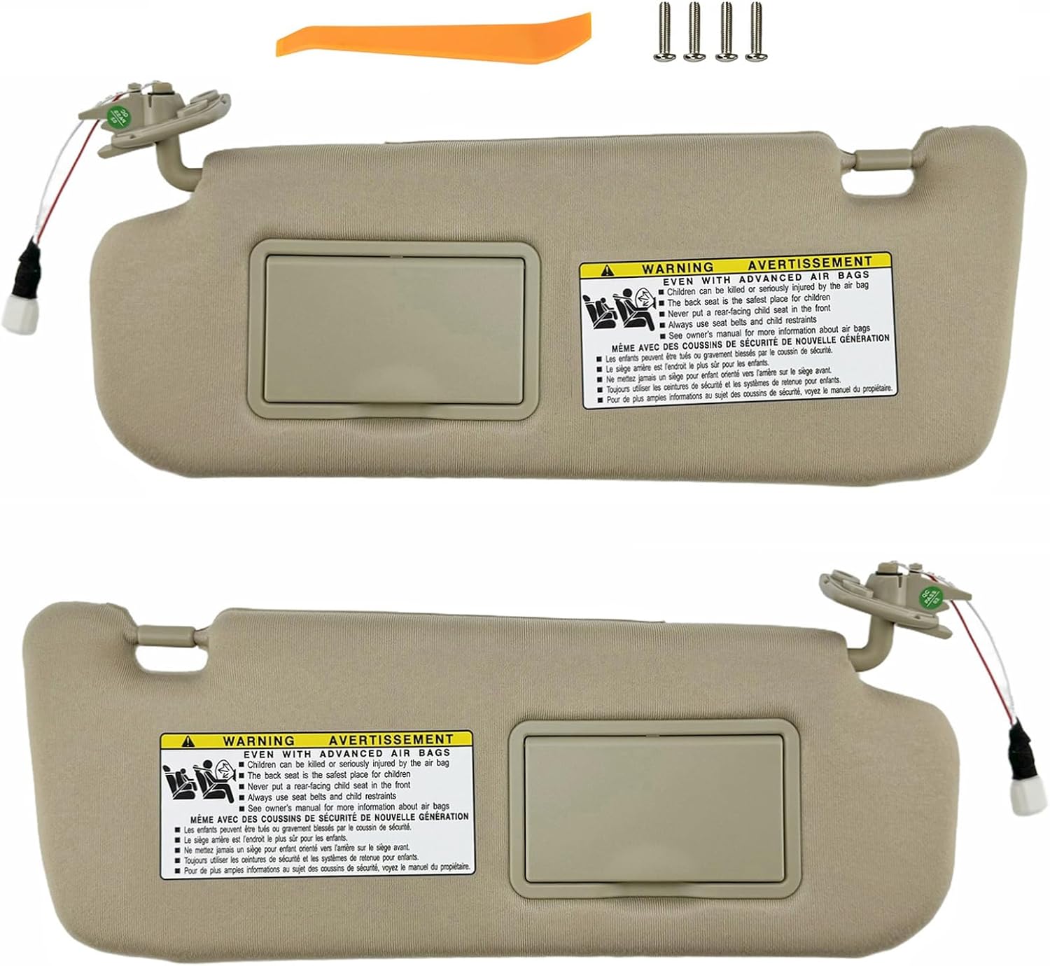 Sun Visor Compatible with 2006-2010 Hyundai Sonata (Wired) - Driver Side (Left) Illuminated Sunshade Replacement w/Screws & Tool - Replaces 85202-0A250-QD (Beige)
