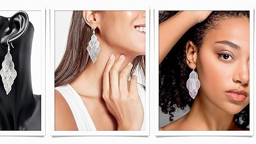 Orecchini Pendenti A Forma Di Foglia In Argento Sterling 925 Con Nappe Per Donne E Ragazze Con Catena A Goccia~p148244150