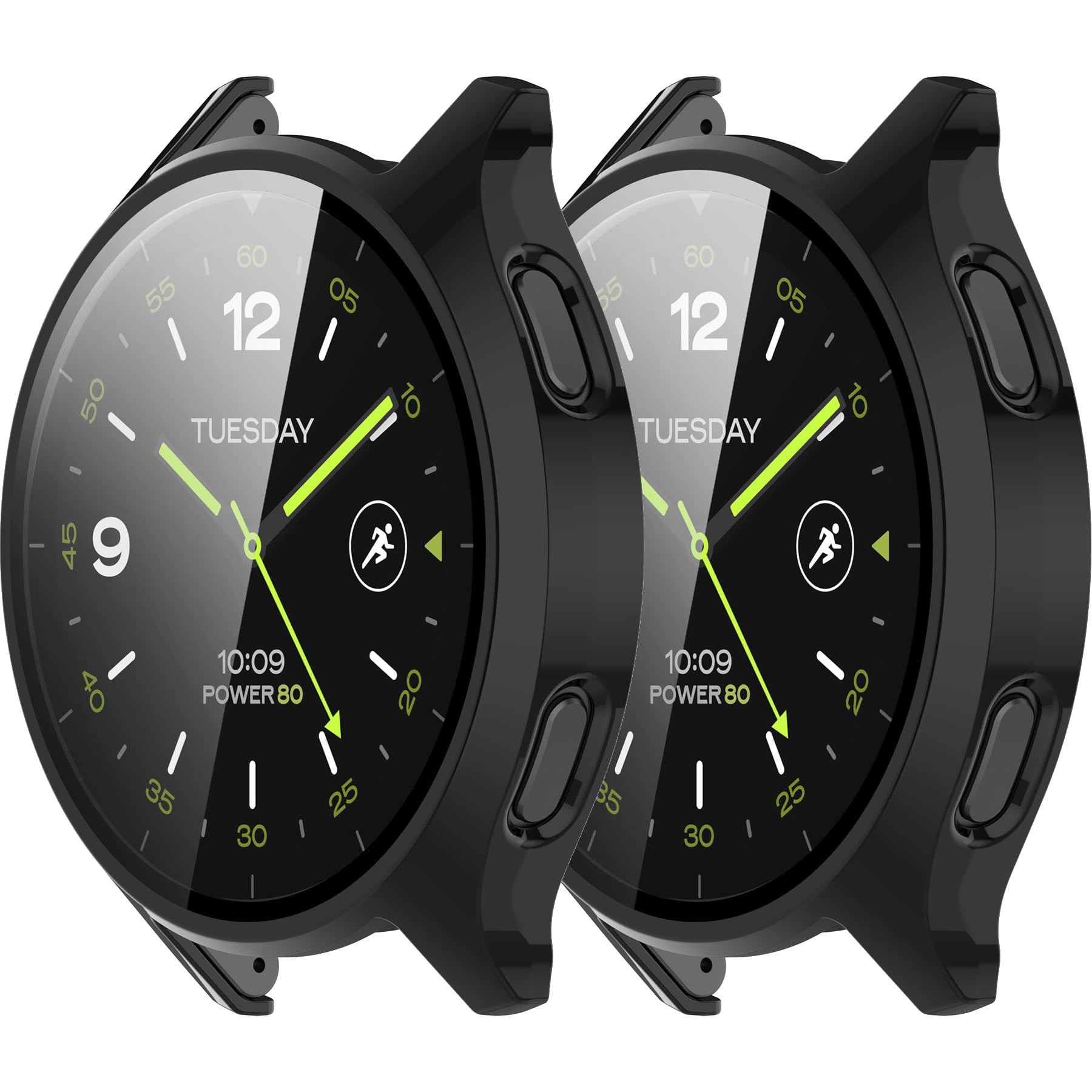 Screen Protector Intended for Xiaomi Watch 2 Case Hard PC Protective Case Ultra-Thin Bumper Smartwatch Accessories for Xiaomi Watch 2 Cover (Black&Black)
