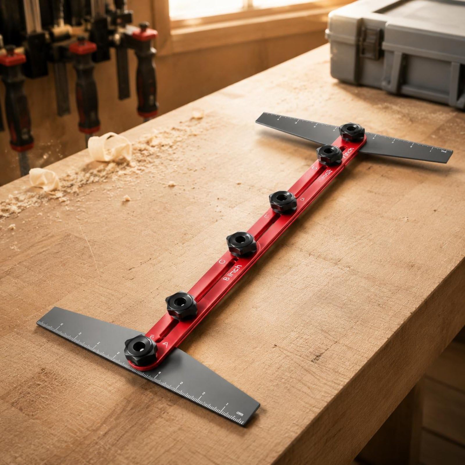Righello Pieghevole Multifunzione con Custodia, Righello da Falegname Regolabile Precisione, Strumento di Tracciatura Legno per Ristrutturazione, Falegnameria, per Artigiani e Fai-da-te