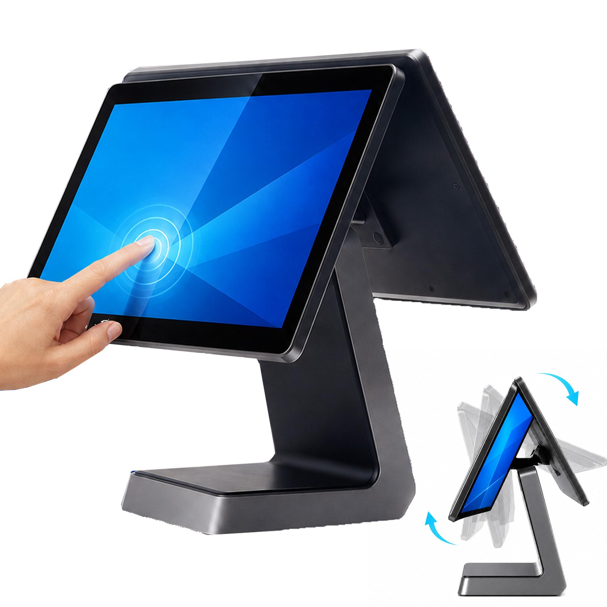 Computer per Punto Vendita con Pannello Capacitivo e Secondo Display SetB | Quattro Porte USB Più HDMI, VGA, LAN, Audio e DC Supportano Periferiche Compatibili e Reti Cablate.