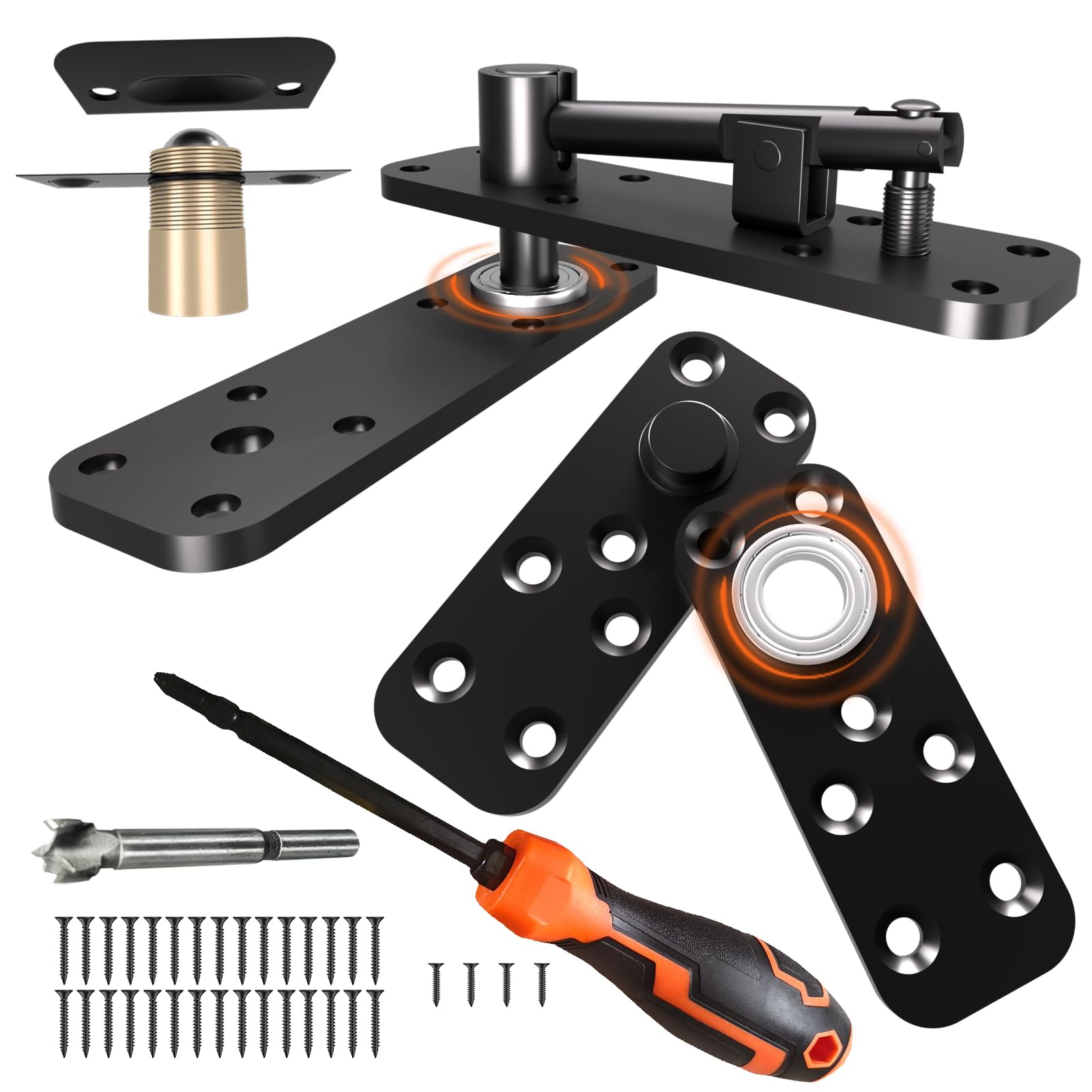 Awvob Hidden Door Hinge with Dual Bearing Design - Rotating Silent Invisible Door Hinge Kit for Heavy Duty Secret Door, Perfect for DIY Carpenters &