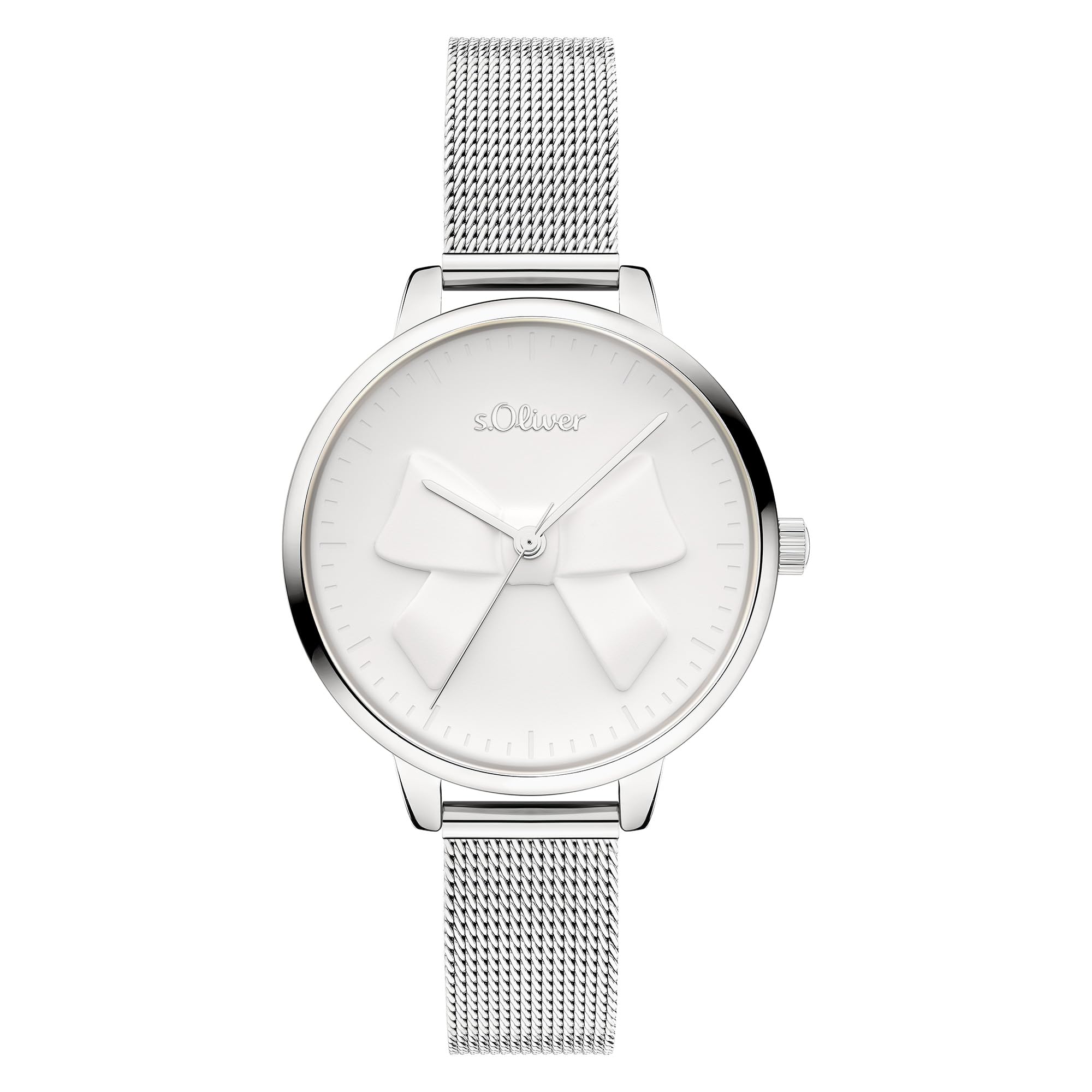 s.Oliver Zegarek damski - okrągły - srebrny - 34 mm - elegancki zegarek damski z metalu z mechanizmem kwarcowym - wodoszczelny 3 ATM - odporny na zarysowania