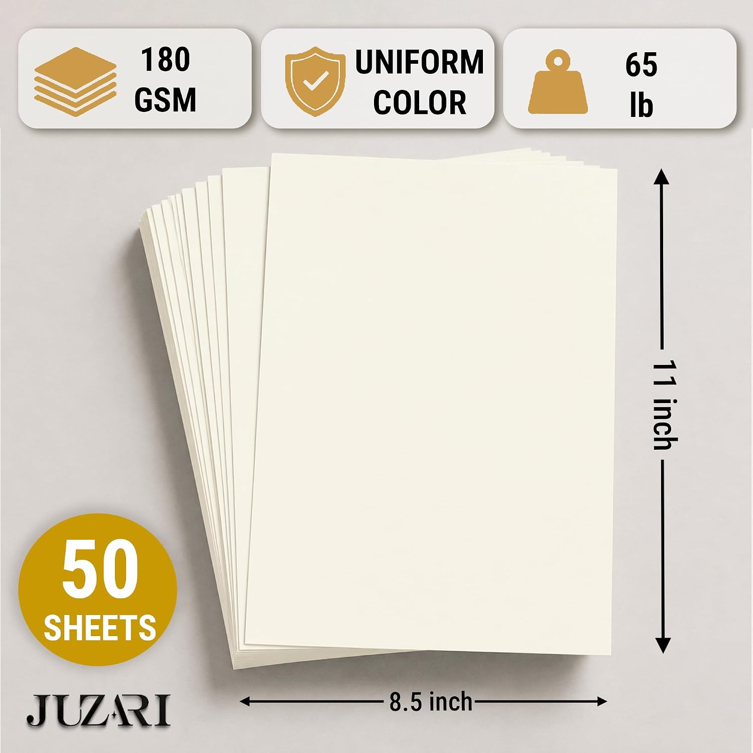 50 Sheets Cream Parchment Cardstock 8.5 x 11, 65 lb Card Stock Paper, Letter Size Printer Cardstock for Invitations, Greeting Cards, Card Making, Crafting, Die Cutting and DIY Projects