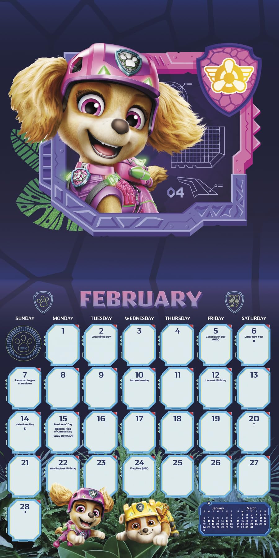 2027 Paw Patrol: The Dino Movie Wall Calendar