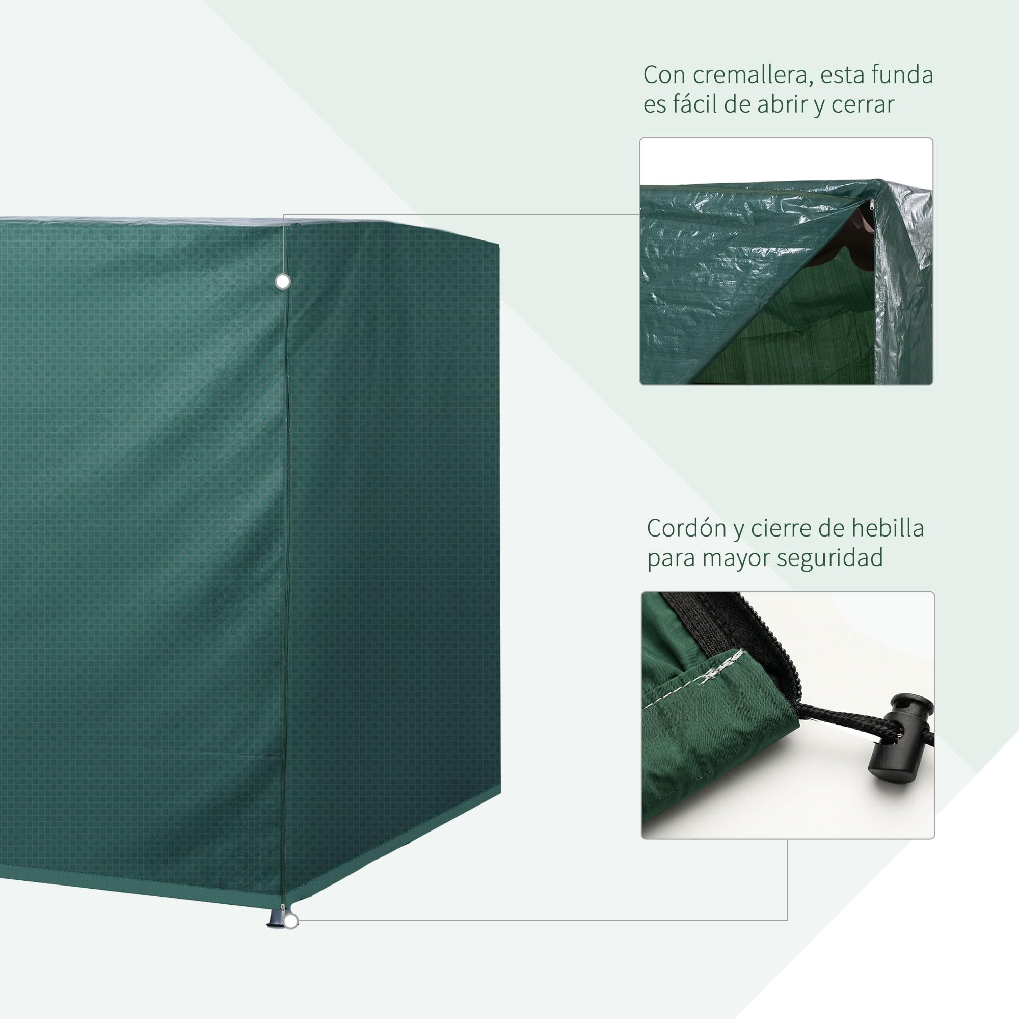 Outsunny Funda Balancín Jardín Funda Columpio Jardín Exterior Cubierta de Columpio con Cremallera Impermeable 215x155x150 cm Verde