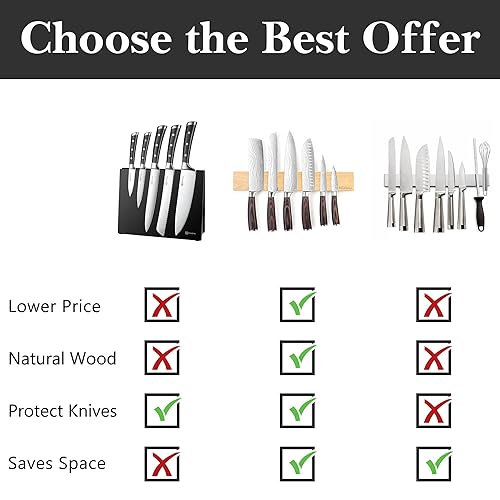 Miniatura 5 de Soporte magnético para cuchillos de pared, tira magnética para cuchillos de 16 pulgadas, potente soporte magnético de madera para cuchillos de