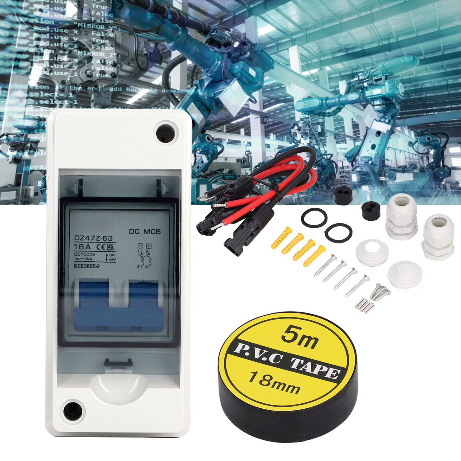 DC Miniaturowy Przerywacz, 1000V 16A DC Rozłącznik do Systemu Fotowoltaicznego IP65 Wodoodporne Pudełko Przezroczysta Osłona