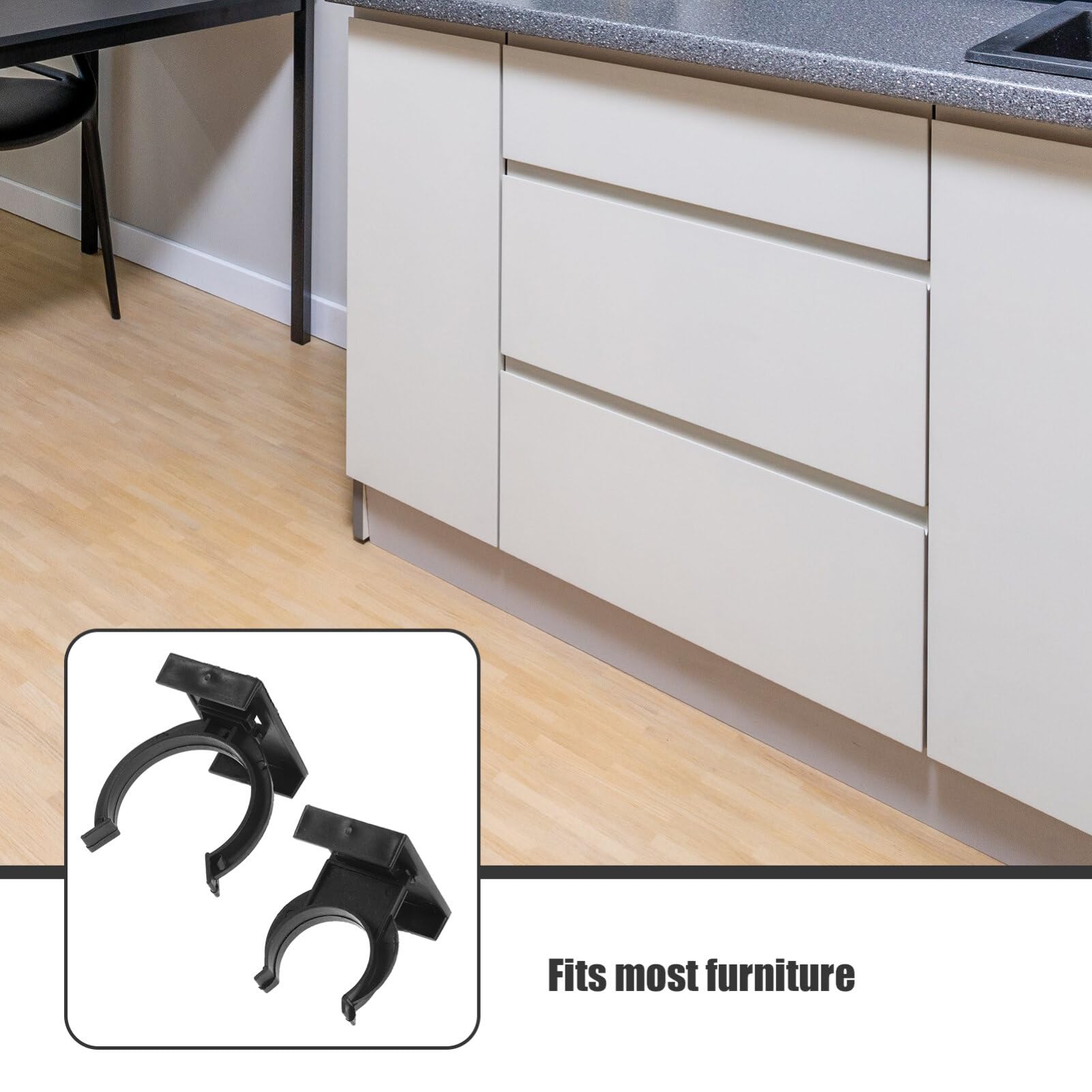 UPKOCH Kitchen Kick Board Plinth Clips 20 Pieces Plastic Cabinet Foot Accessories Adjustable Furniture Leveling Feet Clips 2.00X2.00X1.89 Inch for Cupboard Skirting Fixing - Image 4