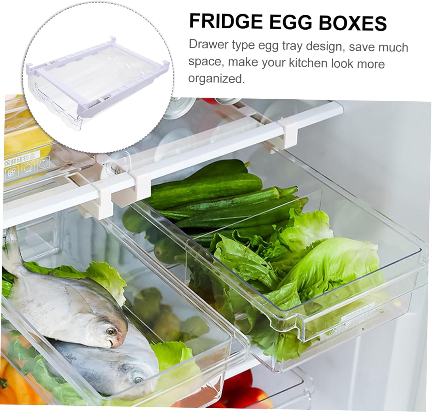 Organizer Bin Fridge Holder Storage Container Hanging Design for Easy Access Space-saving Tray for Refrigerator Low-temperature Resistant and Easy to Clean
