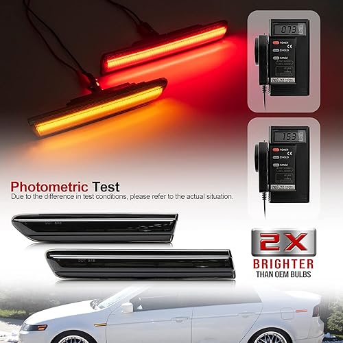 Miniatura 2 de NSLUMO Luces LED de marcador lateral de repuesto para Acura-TL 2004-2008 ámbar delantera y trasera roja repetidora lateral roja para lado del