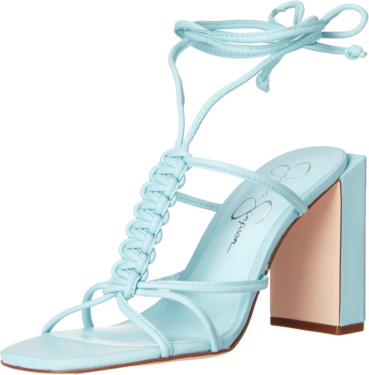 Jessica Simpson Maena Women's Leather Strappy Ankle Wrap Sandals Blue 6