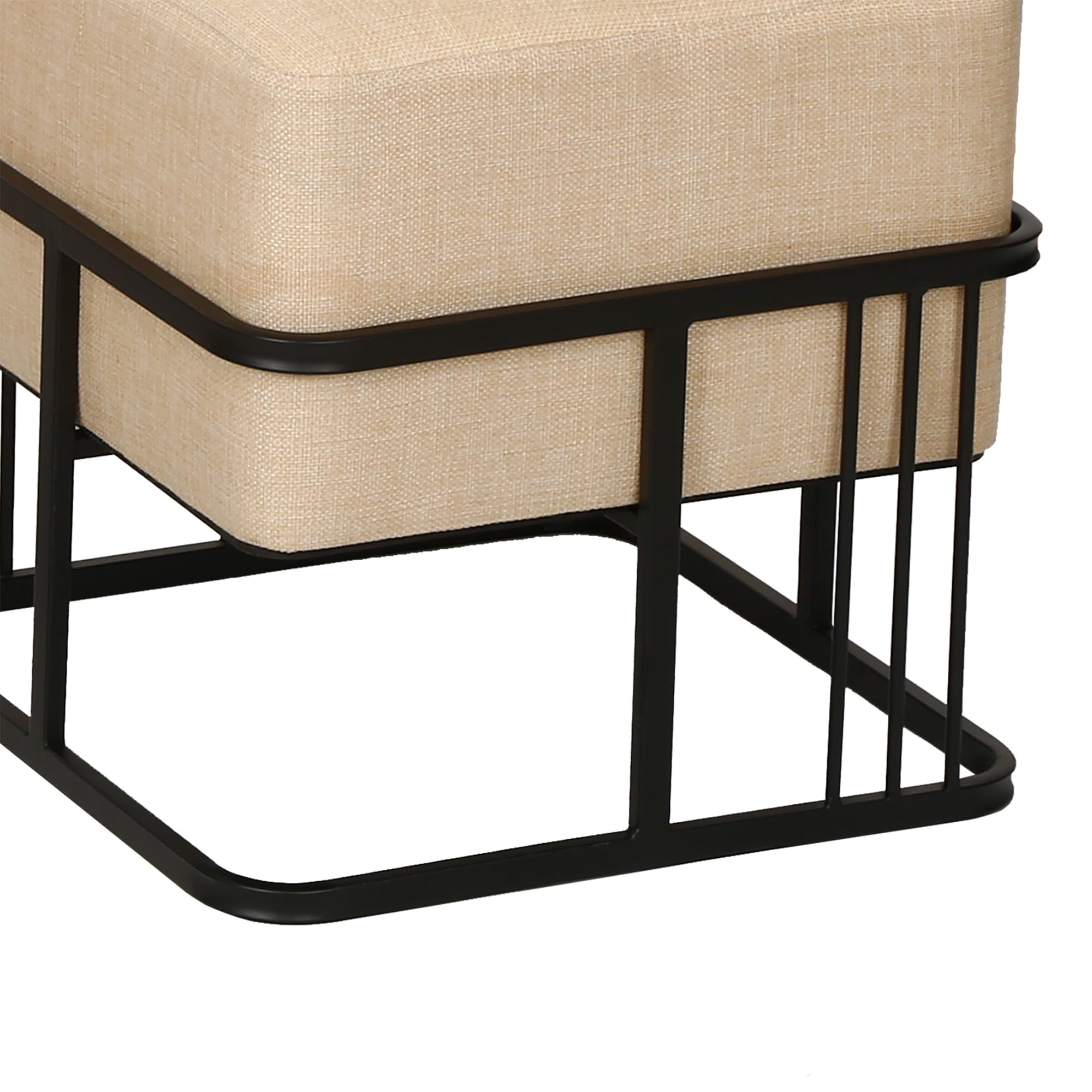 [en.casa] Puff Tas Juego de 2 Taburetes Apilables Reversibles Reposapiés Silla Tocador Diseño 2 en 1 Asiento Acolchado Tablero de Mesa Cuadrado MDF Metal 38x38x38 cm Beige