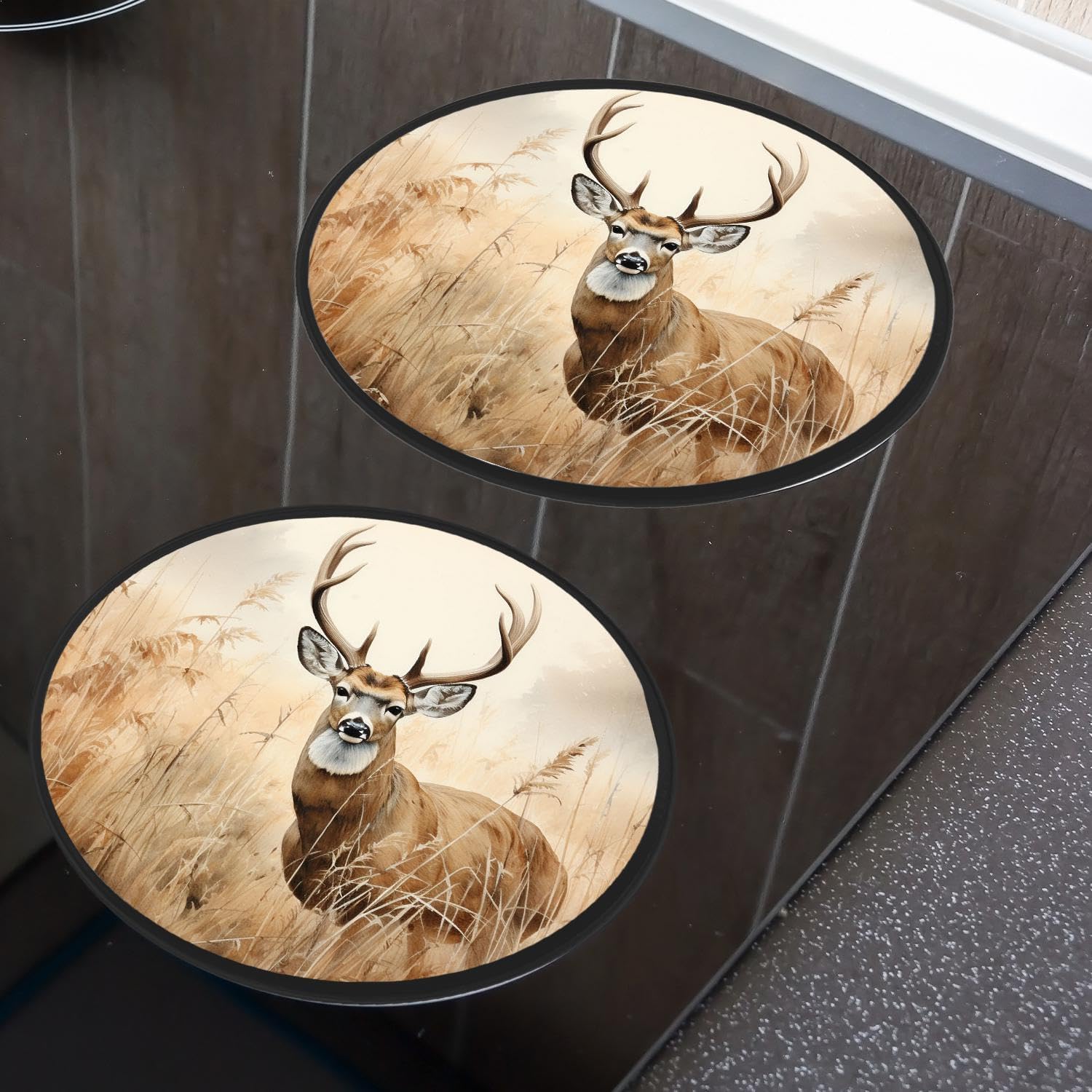 Whitetail Deer Fawn in Wilderness Countryside Set of 4 Stove Burner Covers - Premium Round Electric Stove Range Protectors,8 IN & 10 IN