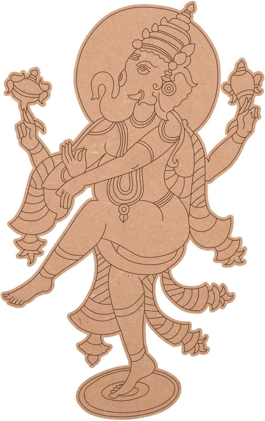 DOTME® God Ganesha Pre Marked Wooden MDF Shapes Cutout for Crafts Work Home, Room Decor Artistic DIY Work Art (8 INCH)