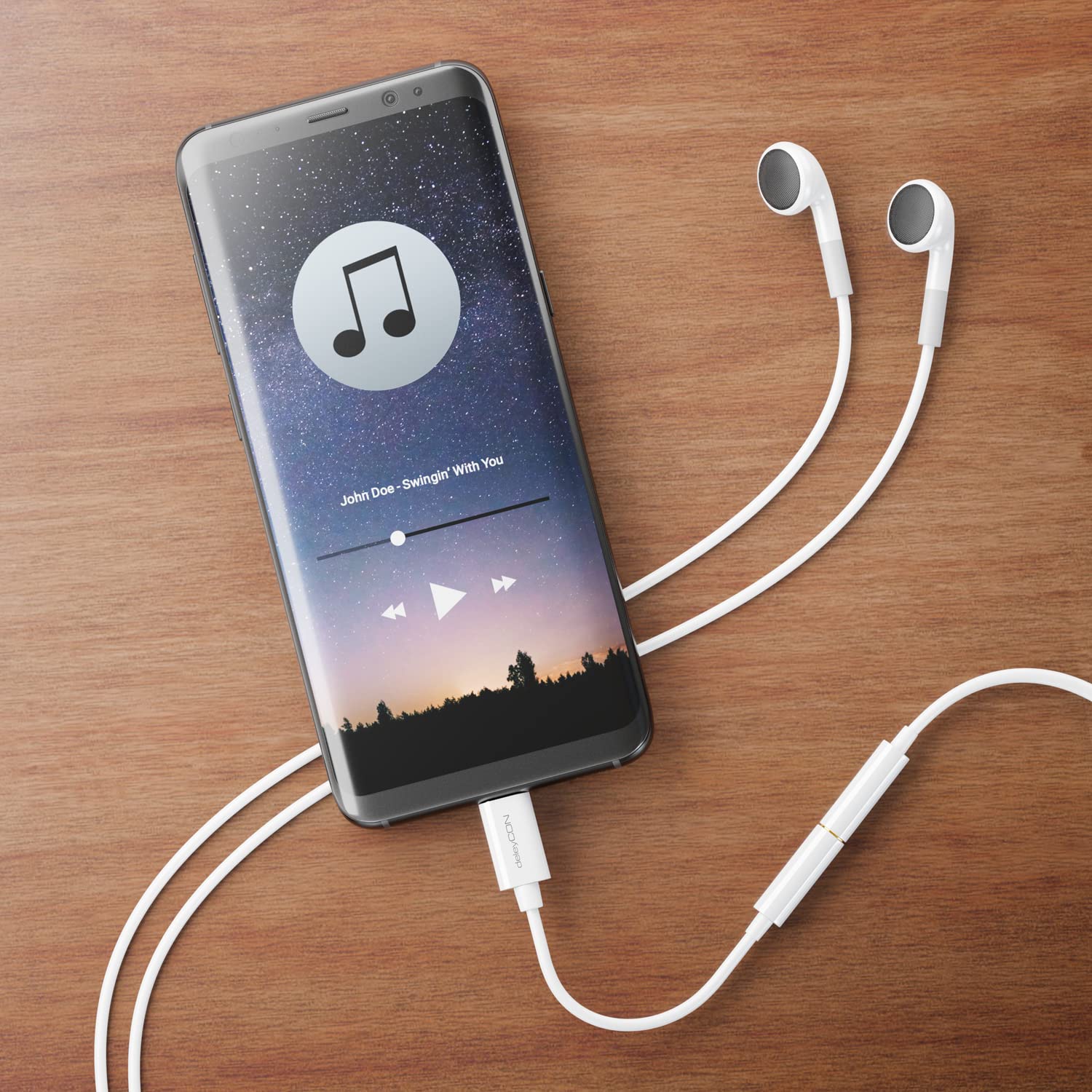 deleyCON 10cm Adattatore Cuffie USB‑C a Jack 3,5mm AUX - Compatibile con Apple, Samsung, Google, Huawei, Xiaomi, Smartphone, Tablet, Laptop, PC, Surface, Cuffie e Altoparlanti - Bianco