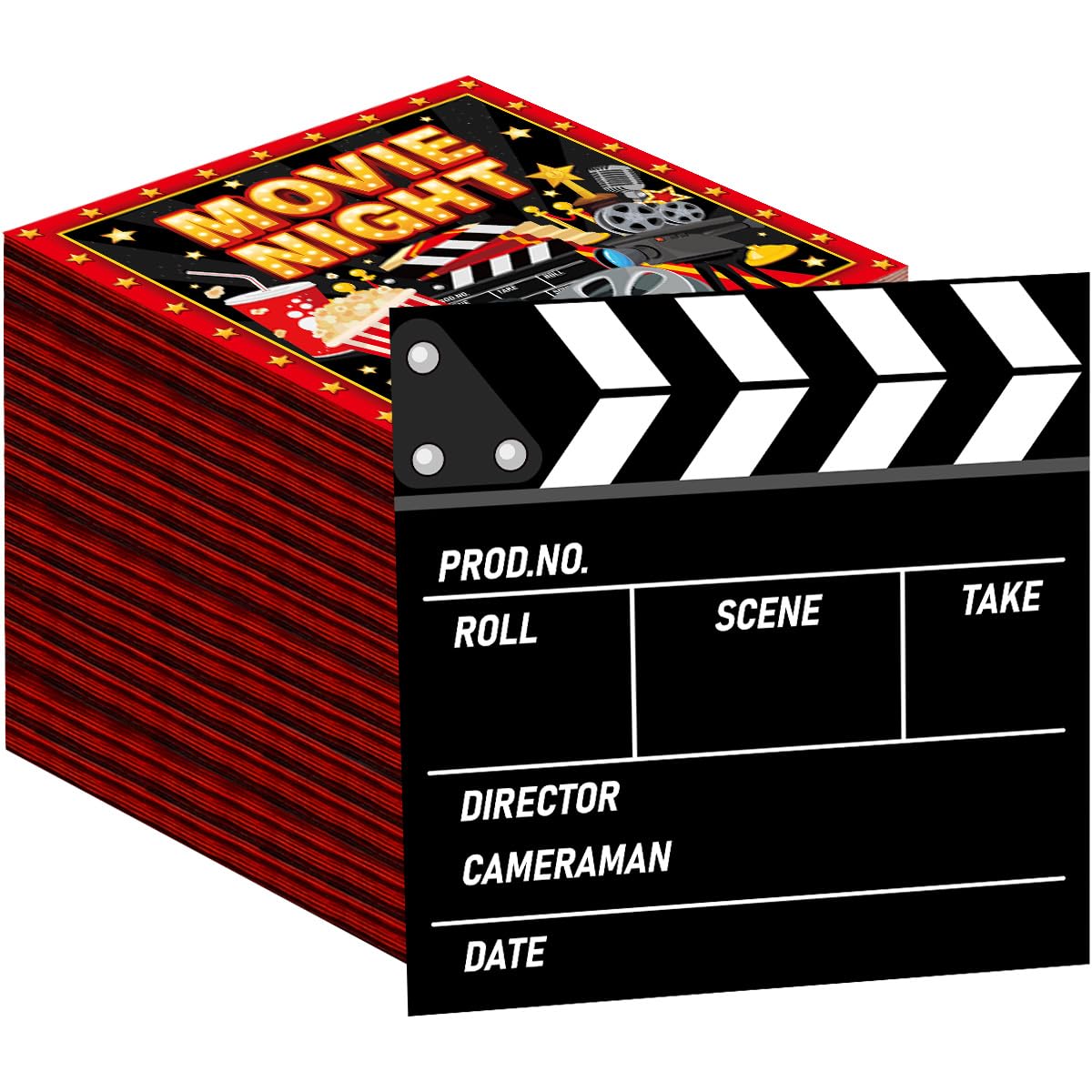 80 Pcs Movie Night Napkins 13 x 13 inch Film Clapper Board Shaped Napkins for Movie Night Theater Red Carpet Birthday Party Decorations Supplies